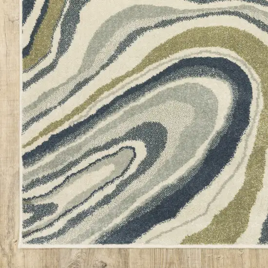 Gray And Ivory Abstract Power Loom Runner Rug Photo 9