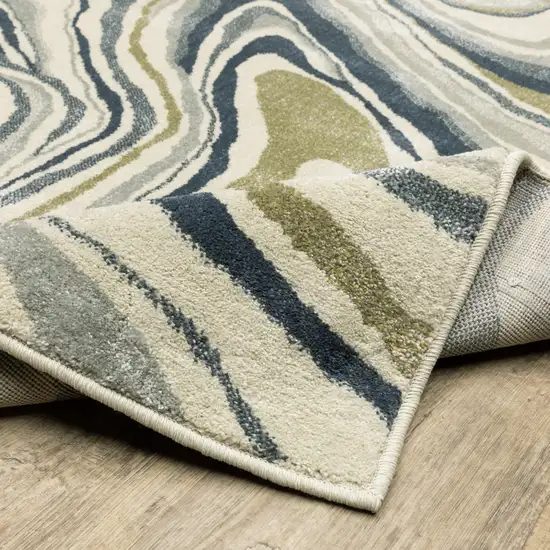 Gray And Ivory Abstract Power Loom Runner Rug Photo 7