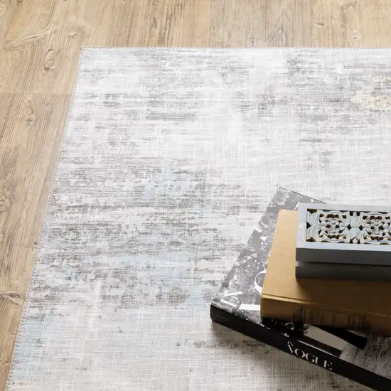 Gray And Ivory Abstract Power Loom Stain Resistant Area Rug Photo 7