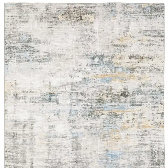 Gray And Ivory Abstract Power Loom Stain Resistant Area Rug Photo 11