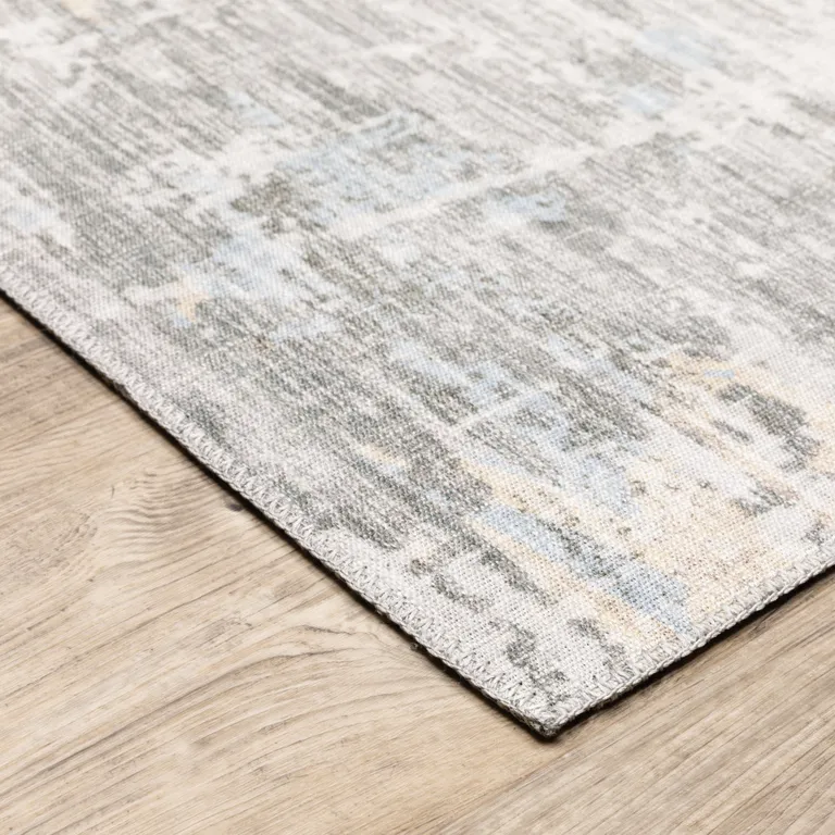 Gray And Ivory Abstract Power Loom Stain Resistant Area Rug Photo 4