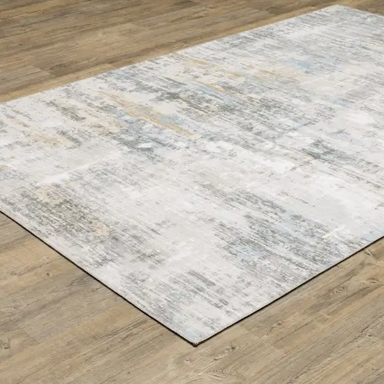 Gray And Ivory Abstract Power Loom Stain Resistant Area Rug Photo 6