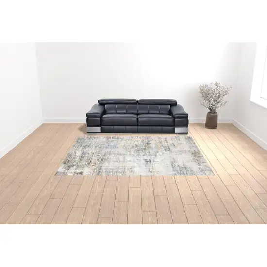 Gray And Ivory Abstract Power Loom Stain Resistant Area Rug Photo 2