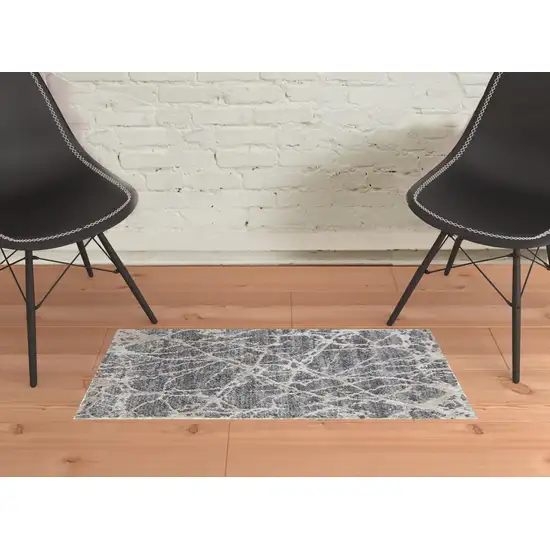 Gray And Ivory Abstract Power Loom Stain Resistant Area Rug Photo 2