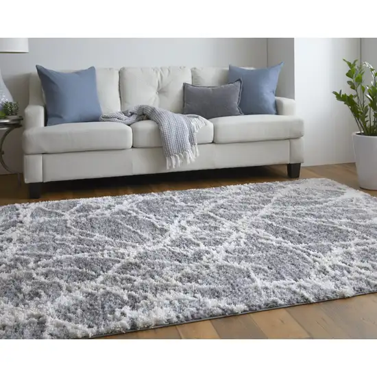 Gray And Ivory Abstract Power Loom Stain Resistant Area Rug Photo 6