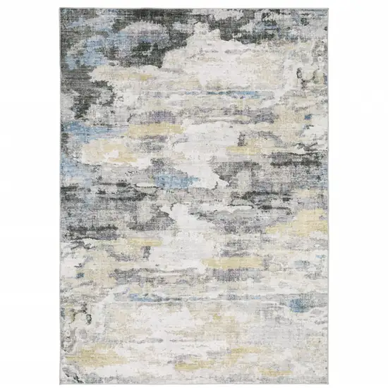 Gray And Ivory Abstract Printed Stain Resistant Non Skid Area Rug Photo 1