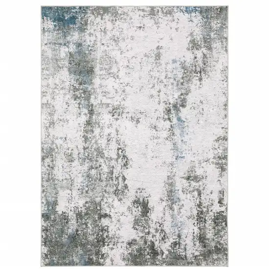 Gray And Ivory Abstract Printed Stain Resistant Non Skid Area Rug Photo 2