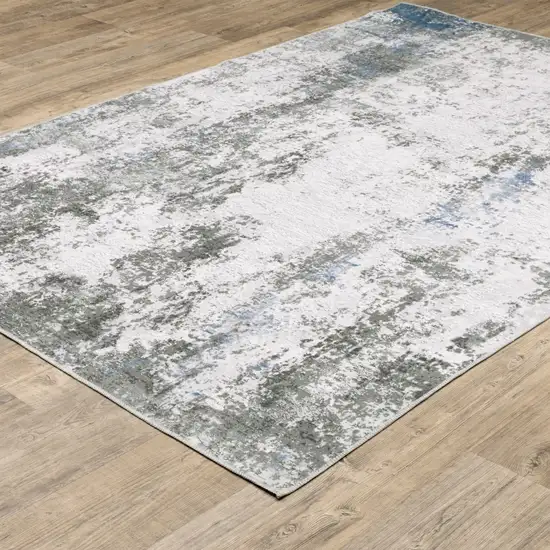 Gray And Ivory Abstract Printed Stain Resistant Non Skid Area Rug Photo 6