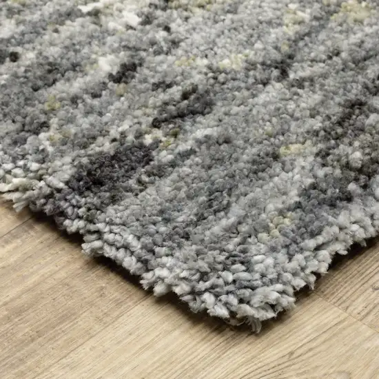 Gray And Ivory Abstract Shag Area Rug Photo 8