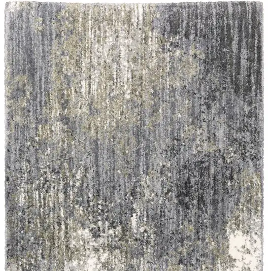 Gray And Ivory Abstract Shag Area Rug Photo 4