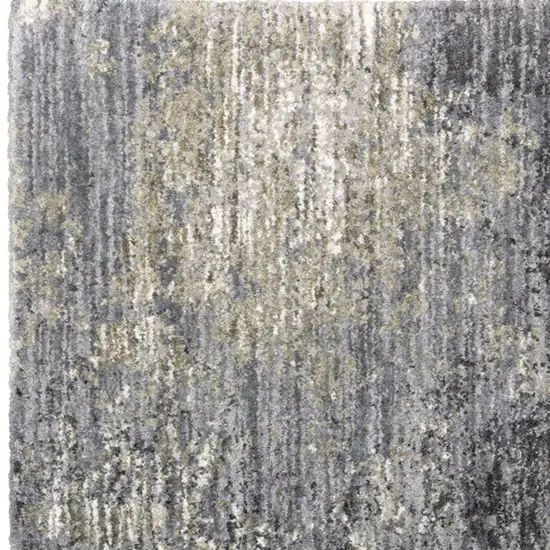 Gray And Ivory Abstract Shag Area Rug Photo 7