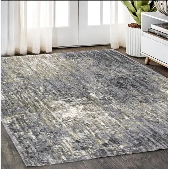 Gray And Ivory Abstract Shag Area Rug Photo 1