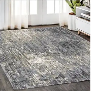 Photo of Gray And Ivory Abstract Shag Area Rug