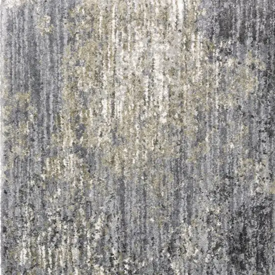 Gray And Ivory Abstract Shag Area Rug Photo 6