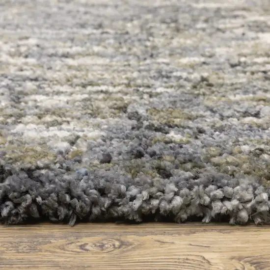 Gray And Ivory Abstract Shag Area Rug Photo 9