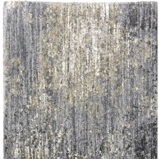 Gray And Ivory Abstract Shag Area Rug Photo 6