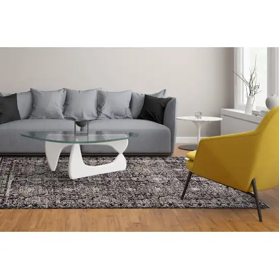 Gray And Ivory Abstract Stain Resistant Area Rug Photo 4