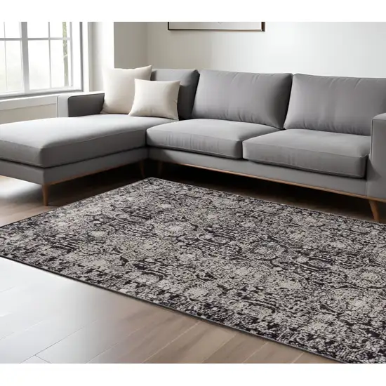 Gray and Ivory Abstract Area Rug Photo 1