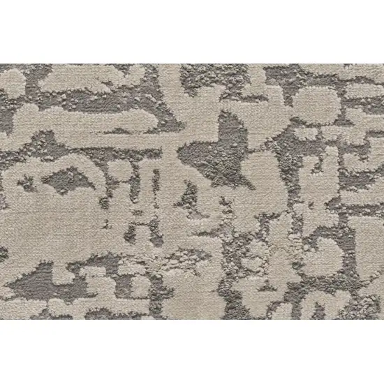 Gray And Ivory Abstract Stain Resistant Area Rug Photo 8