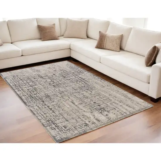 Gray And Ivory Abstract Stain Resistant Area Rug Photo 1