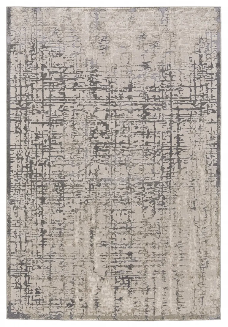 Gray And Ivory Abstract Stain Resistant Area Rug Photo 1