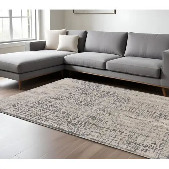 Gray and Ivory Abstract Area Rug Photo 1