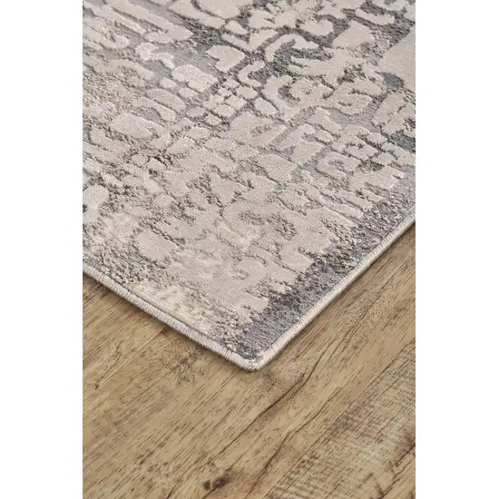 Gray And Ivory Abstract Stain Resistant Area Rug Photo 6