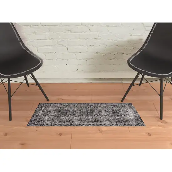 Gray And Ivory Abstract Stain Resistant Area Rug Photo 3