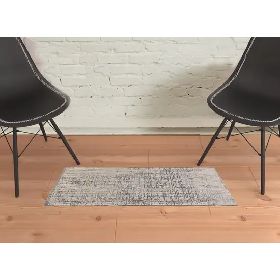 Gray And Ivory Abstract Stain Resistant Area Rug Photo 1