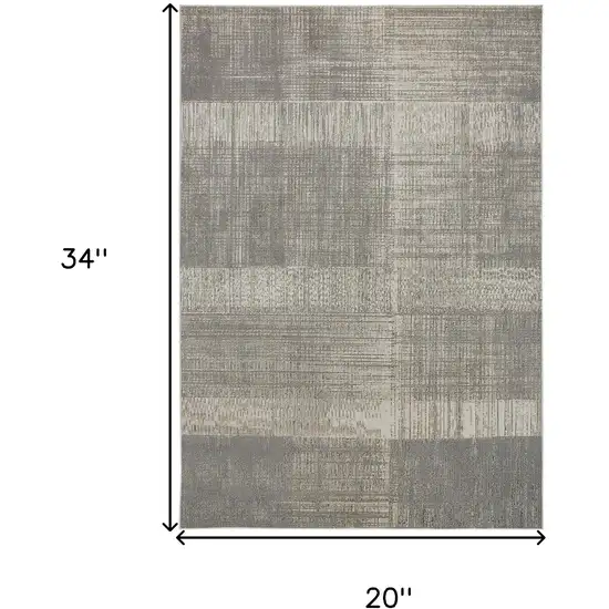 Gray And Ivory Abstract Stain Resistant Area Rug Photo 4