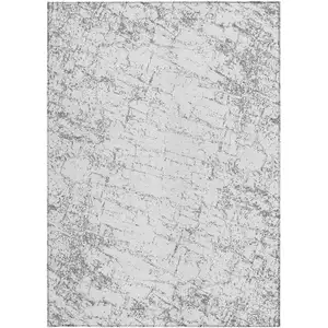 Photo of Gray And Ivory Abstract Washable Indoor Outdoor Area Rug