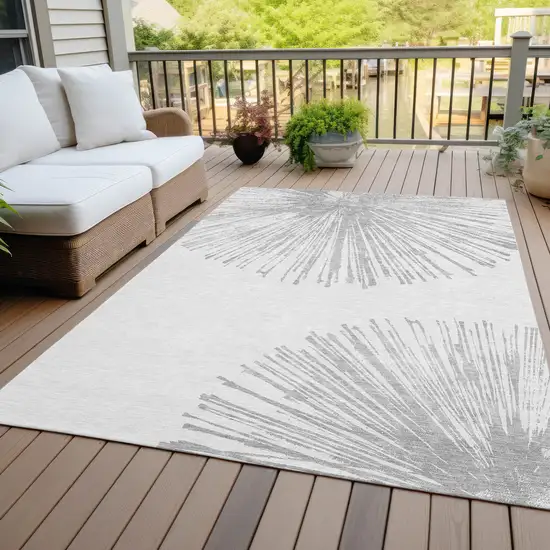 Gray And Ivory Abstract Washable Indoor Outdoor Area Rug Photo 7