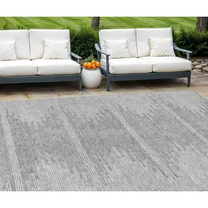 Photo of Gray And Ivory Abstract Washable Indoor Outdoor Area Rug