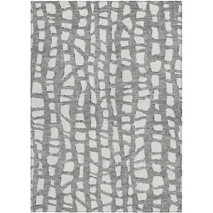 Photo of Gray And Ivory Abstract Washable Indoor Outdoor Area Rug