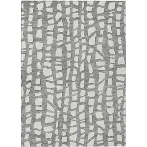 Photo of Gray And Ivory Abstract Washable Indoor Outdoor Area Rug