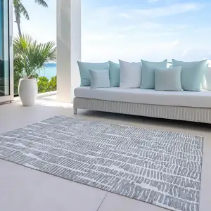 Photo of Gray And Ivory Abstract Washable Indoor Outdoor Area Rug