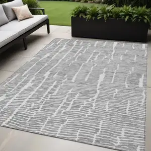 Photo of Gray And Ivory Abstract Washable Indoor Outdoor Area Rug