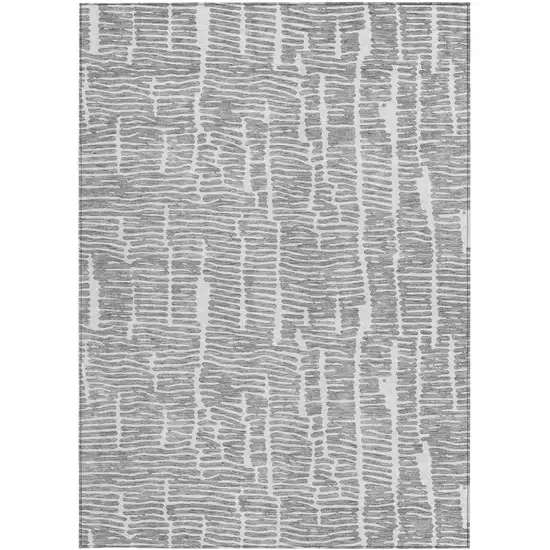 Gray And Ivory Abstract Washable Indoor Outdoor Area Rug Photo 7