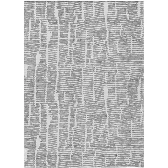 Gray And Ivory Abstract Washable Indoor Outdoor Area Rug Photo 2