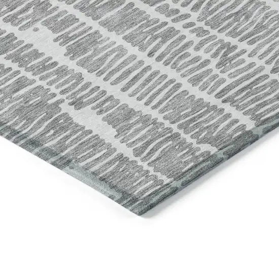 Gray And Ivory Abstract Washable Indoor Outdoor Area Rug Photo 5