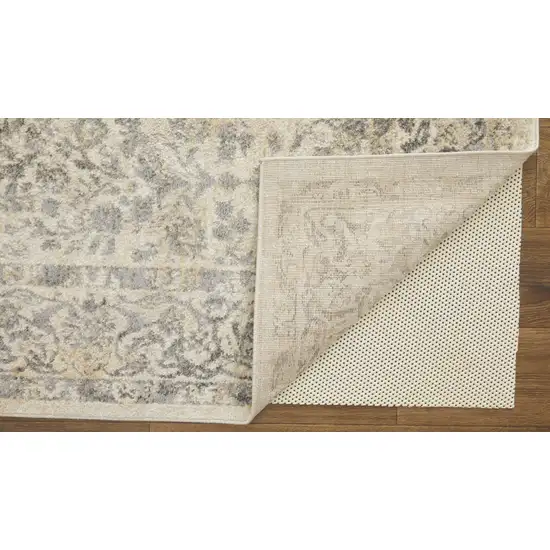 Gray And Ivory Floral Power Loom Distressed Area Rug Photo 3