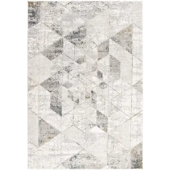 Gray And Ivory Geometric Area Rug Photo 6