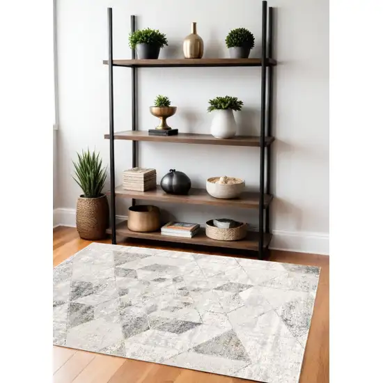 Gray And Ivory Geometric Area Rug Photo 1