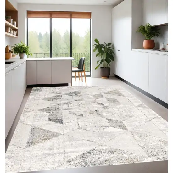 Gray And Ivory Geometric Area Rug Photo 1