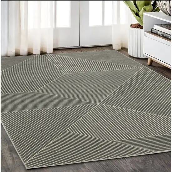 Gray And Ivory Geometric Area Rug Photo 1