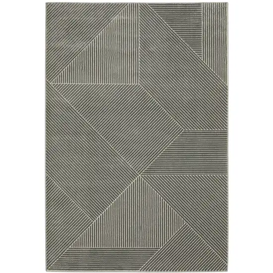 Gray And Ivory Geometric Area Rug Photo 4