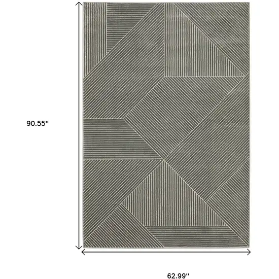 Gray And Ivory Geometric Area Rug Photo 3