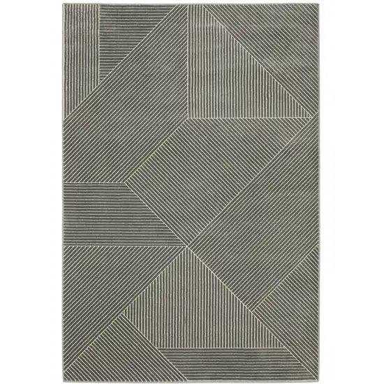 Gray And Ivory Geometric Area Rug Photo 2