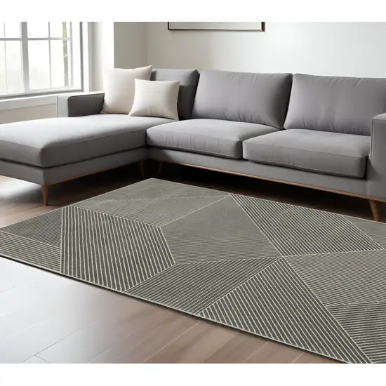 Gray And Ivory Geometric Area Rug Photo 1