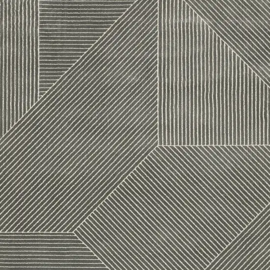 Gray And Ivory Geometric Area Rug Photo 7